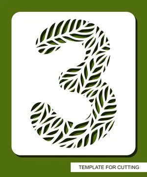 Stencil with the number three - 3.  Stock Illustration