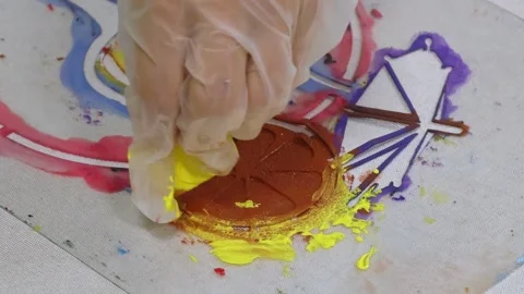 Stencil painting concept. Educational activity for children. Stock Footage 335077816