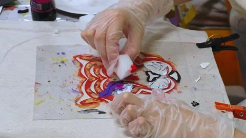 Stencil painting concept. Educational activity for children. Video stock 335261155