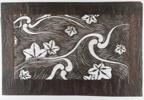 Stencil with Pattern of Maple Leaves on Water 19th century Japan The patter.. Stock Photos