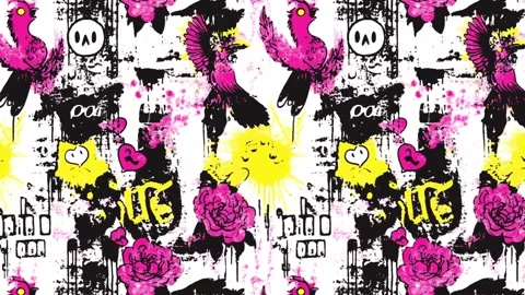 Stencil phoenix artwork with layered textures — Diagonal motion Stock Footage 308017572