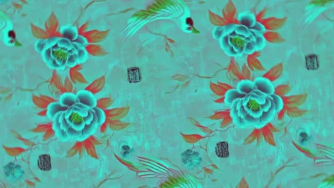 Stencil phoenix artwork with layered textures — Rotation motion Stock Footage 308018156