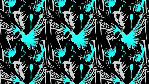 Stencil phoenix artwork with layered textures — Vertical motion Stock Footage 308018236