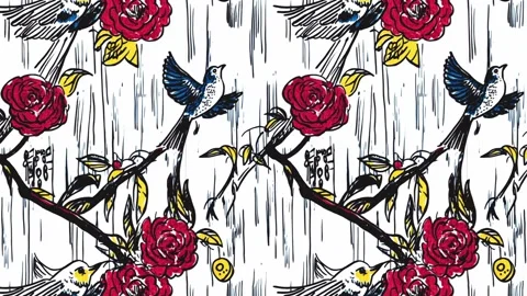 Stencil phoenix artwork with layered textures — Diagonal motion Stock Footage 308018825