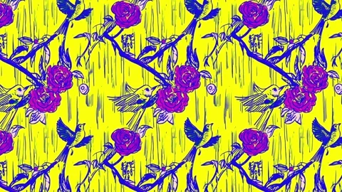 Stencil phoenix artwork with layered textures — Horizontal motion Stock Footage 308018957