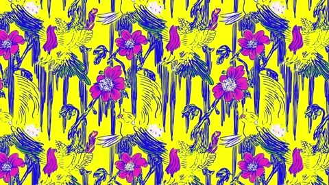 Stencil phoenix artwork with layered textures — Horizontal motion Stock Footage 308019875