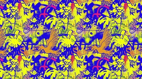 Stencil phoenix artwork with layered textures — Horizontal motion Stock Footage 308020271