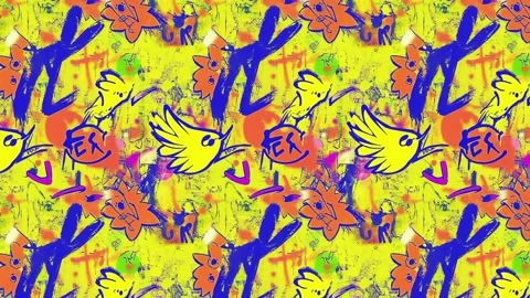 Stencil phoenix artwork with layered textures — Horizontal motion Stock Footage 308020694