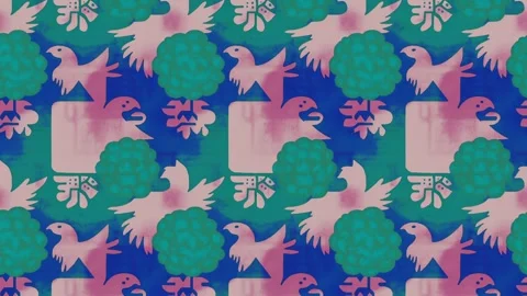 Stencil phoenix artwork with layered textures — Vertical motion Stock Footage 308020939