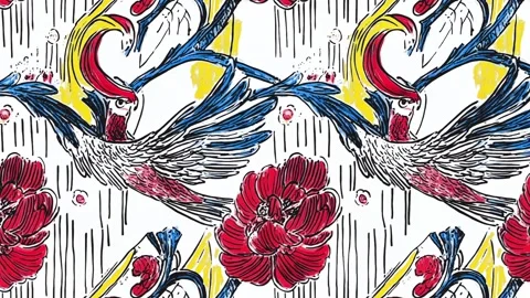 Stencil phoenix artwork with layered textures — Diagonal motion Stock Footage 308022147