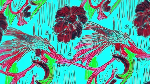 Stencil phoenix artwork with layered textures — Rotation motion Video stock 308022283