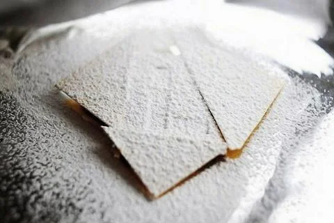 Stencil with powdered sugar Stock Photos