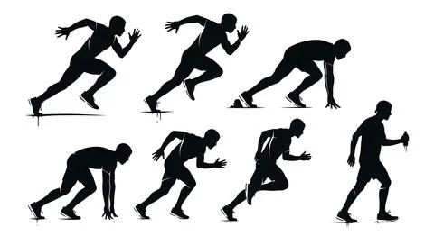 Stencil Spray Paint Effect Runner Silhouettes Stock Illustration