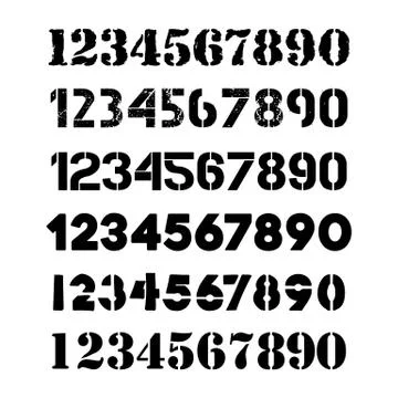 Stencil stylized isolated numerals Stock Illustration