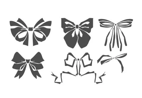 Stencil vector damask bows set ribbons design elements Stock Illustration