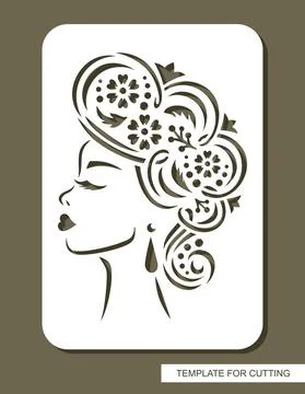Stencil with a woman's face in profile.  Stock Illustration