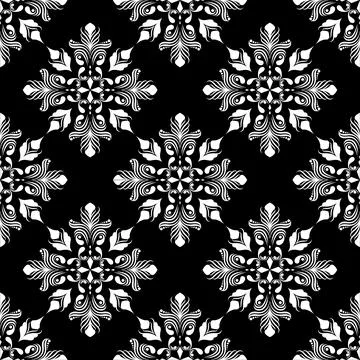 Stenciled Vector damask stencil element. Floral baroque ornament pattern de.. Stock Illustration