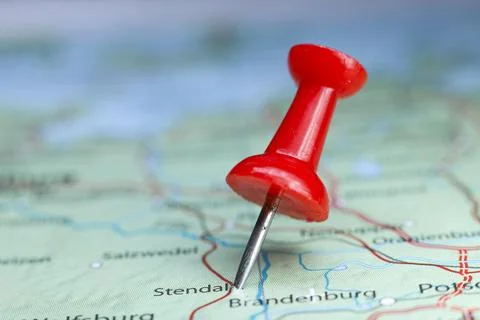 Stendal, Germany pin on map Stock Photos