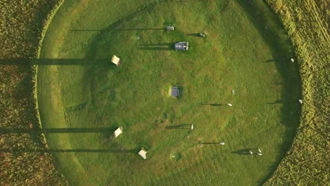 Stenness Stone Circle, Overhead Rising Drone View with Shadows, Orkney, 4K Stock Footage 258316628