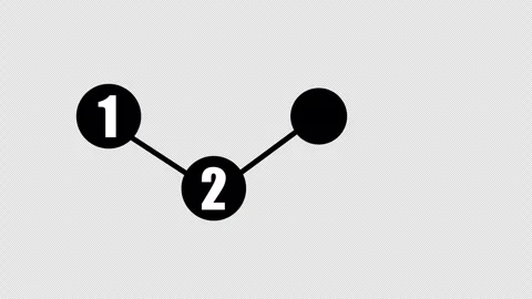 Step 1 2 3 4 black node connector with numbered step two on white Stock Footage 337080233