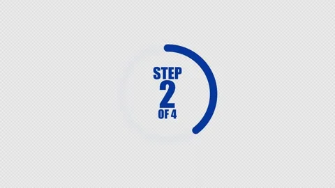 Step 1 to 4 blue circular progress indicator on white Stock Footage 337080220