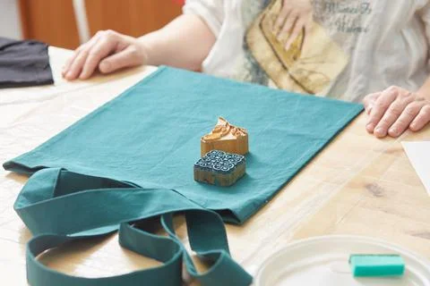 Step 1. Preparing the product for printing on fabric. The choice of prints Stock Photos