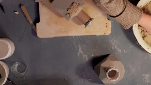 Step 5 covering vase with papier mache pulp, DIY craft process Video stock 330684083