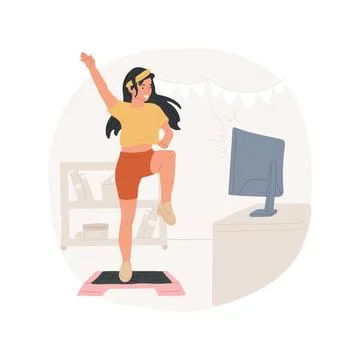 Step aerobics isolated cartoon vector illustration. Ilustración de archivo