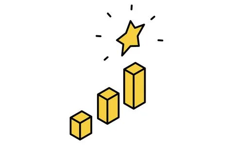 Step up concept illustration with staircase and shining star symbolizing su.. Stock Illustration