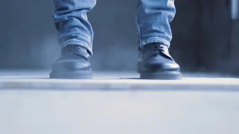 Step dance close up legs with flying dust Stock Footage 121930820