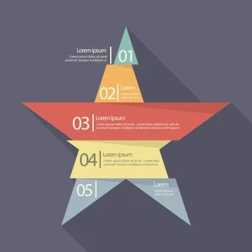 Step design of five part star infographic Stock Illustration
