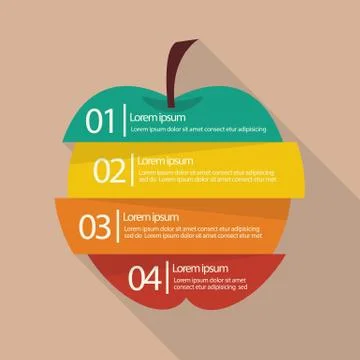 Step design of four part apple infographic Stock Illustration