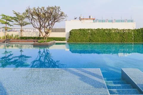 Step down into the pool Stock Photos