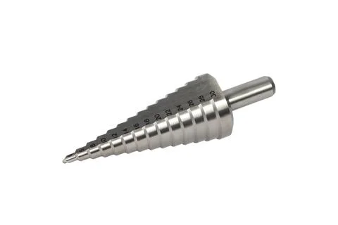 Step drill bit isolated on white background. Stock Photos