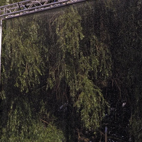 Step eagle flying throug water screen rain. Ultra slow motion hispeed 2000fps Stock Footage 93265341