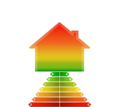 Step of energy performance scale with a house Stock Illustration