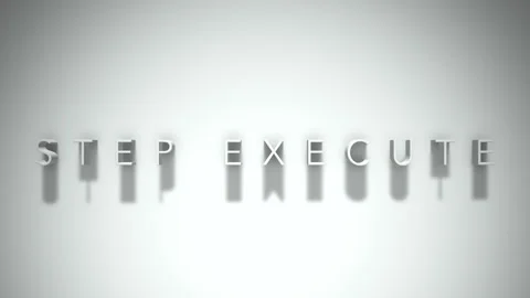 Step execute 3D title animation white text on a white background Stockbeeldmateriaal 299749538