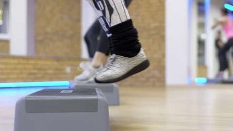 Step exercises - closeup - slow motion 스톡 동영상 73484273
