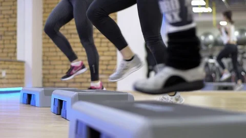 Step exercises - closeup - slow motion Stock-Footage 73484314