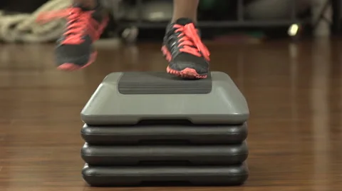 Step exercises - slow motion Stock Footage 44116624