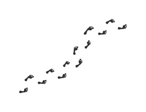 Step footprints paths icon.   Human prints foot barefoot symbol. Sign trail.. Stock Illustration