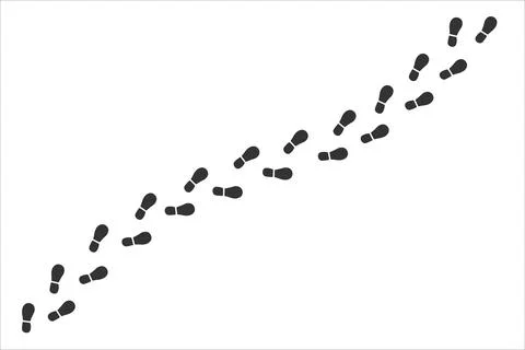 Step footprints paths, vector icon Illustration. Direction, walking or hiking Stock Illustration