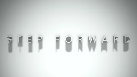 Step forward 3D title animation white text on a white background Stock Footage 299419462