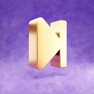 Step forward icon. Gold glossy Step forward symbol isolated on violet velvet Stock Illustration