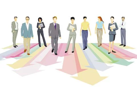 Step forward together, direction together Stock Illustration