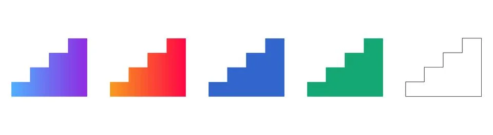 Step Icon Collection for Progress and Growth Concepts Stock Illustration