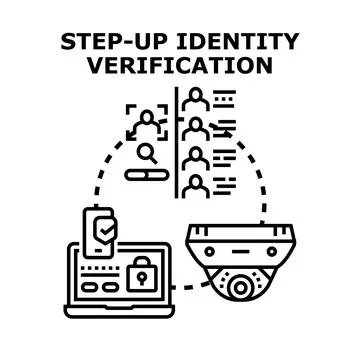 Step up identity verification process concept Stock Illustration