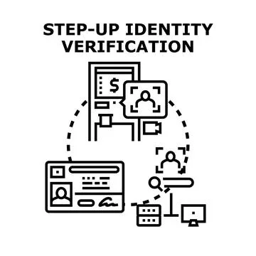 Step up identity verification process using digital authentication Stock Illustration