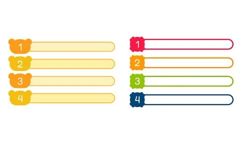 Step Infographic List Template with Four Numbered Colored Sections for Orga.. Stock Illustration