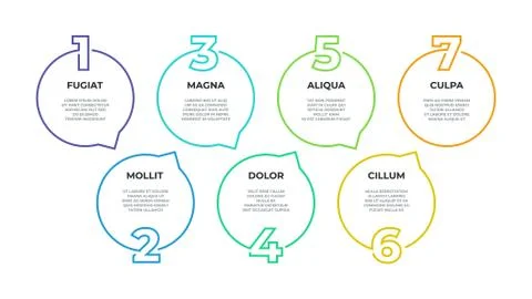 Step infographic. Process flow chart, timeline graphic, workflow line diagram, 7 Stock Illustration